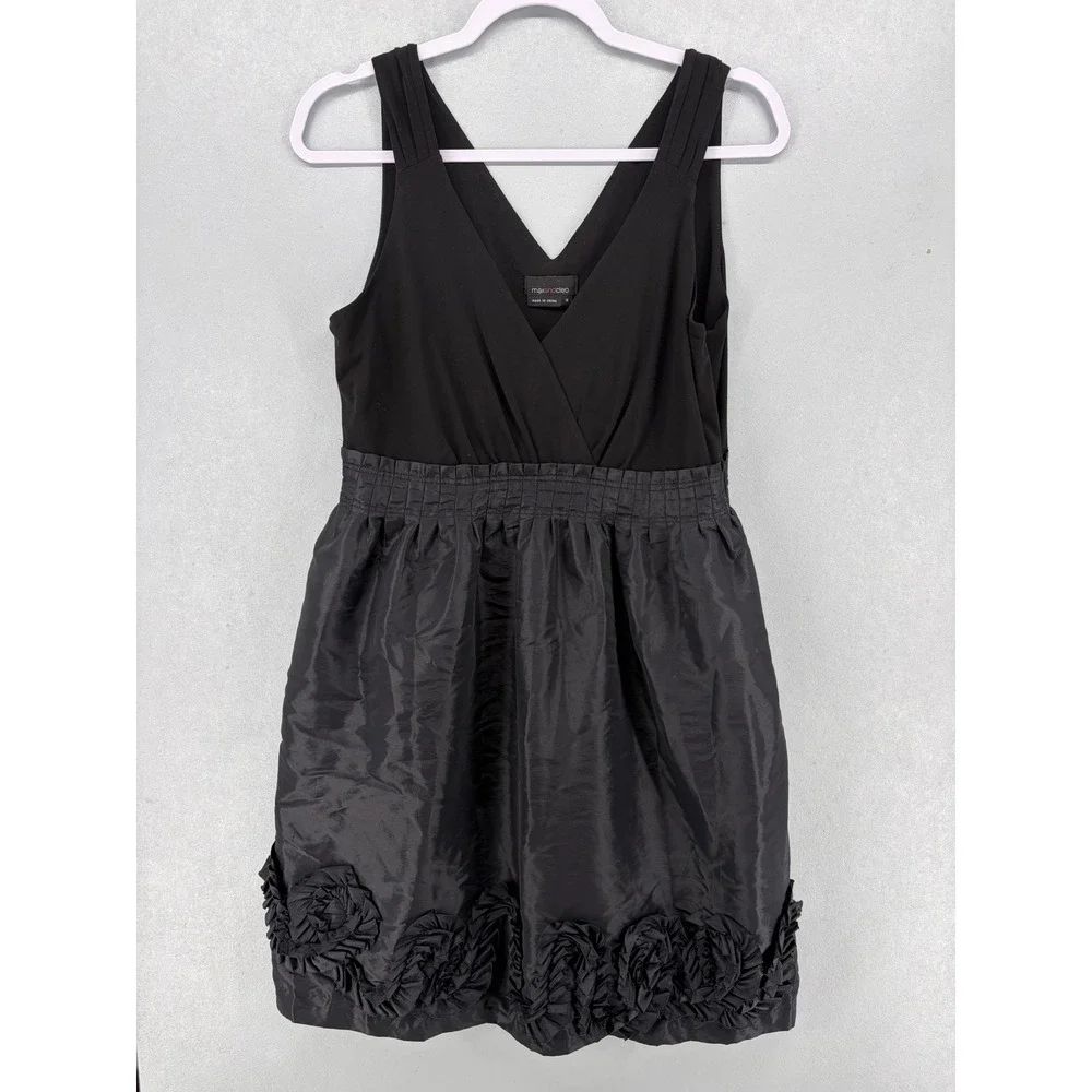 Max and Cleo Womens Cocktail Dress Black‎ Rosette Hem Sleeveless 10